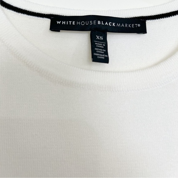 White House Black Market White Knit Sweater Ruffle Back Pleated Panel XS - Picture 6 of 6